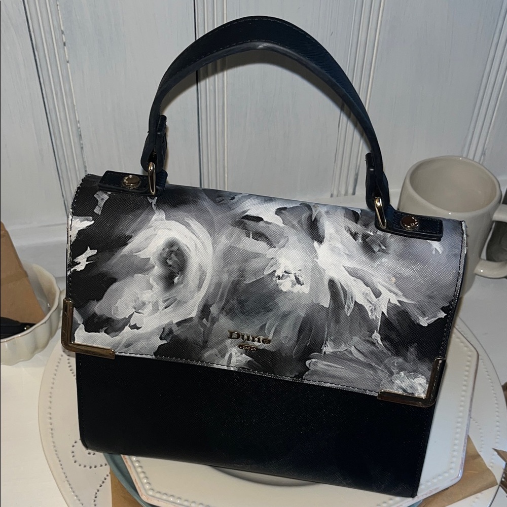 Elegant Dune London Black and White Floral Handbag - pre-loved ❤️